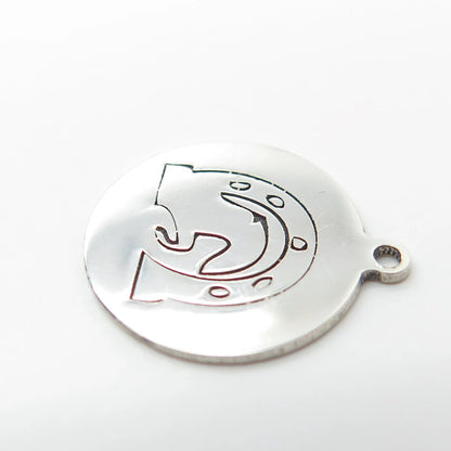 925 Sterling Silver USA Two In Town Horseshoe Horse Charm Pendant