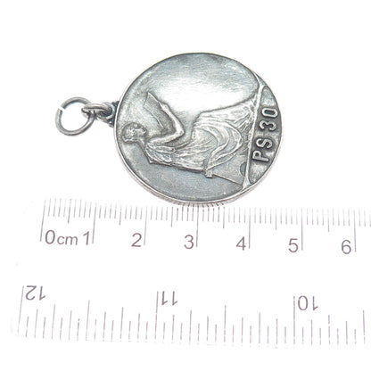 MOELLER Sterling Silver Antique 1920 General Excellence Public School 30 Pendant