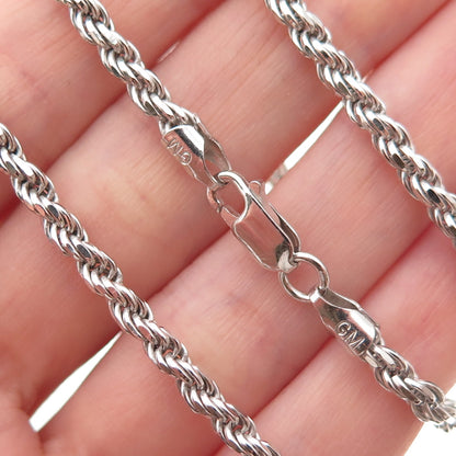925 Sterling Silver Italy Twisted Rope Chain Necklace 22"