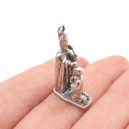 CREED 925 Sterling Silver Vintage Confirmation Oxidized Mini 3D Charm Pendant