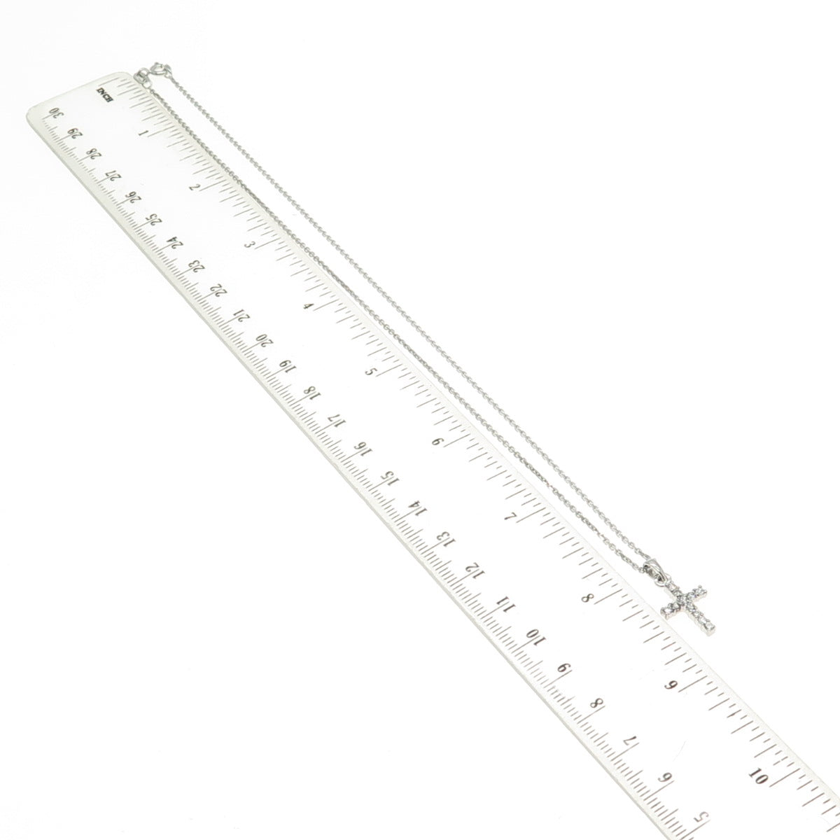 925 Sterling Silver Italy C Z Cross Pendant Cable Chain Necklace 16"