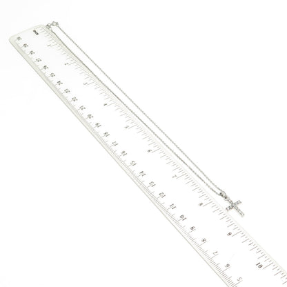 925 Sterling Silver Italy C Z Cross Pendant Cable Chain Necklace 16"