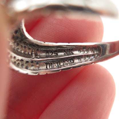 925 Sterling Silver Vintage Real Black Onyx Snake Oxidized Ring Size 8