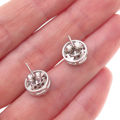 925 Sterling Silver Round-Cut C Z Stud Earrings
