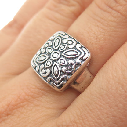 CHAPAL ZENRAY 925 Sterling Silver Vintage Flower Oxidized Ring Size 9.25