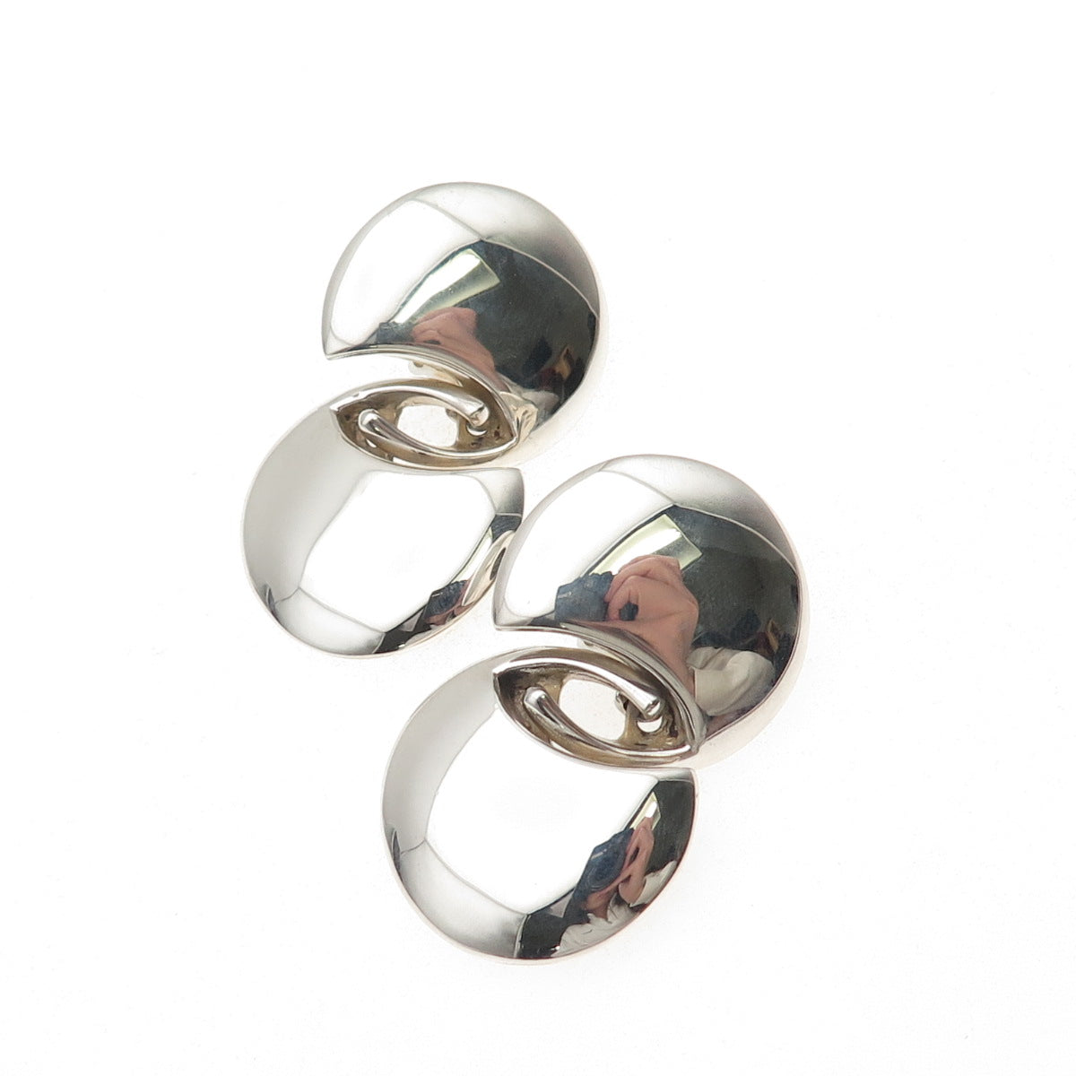 Yukihiro Shibata 925 Sterling Silver Vintage Japan Modernist Clip On Earrings