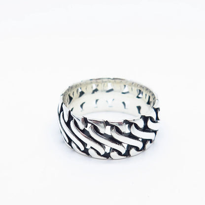 925 Sterling Silver Vintage Braided Band Ring Size 9.5
