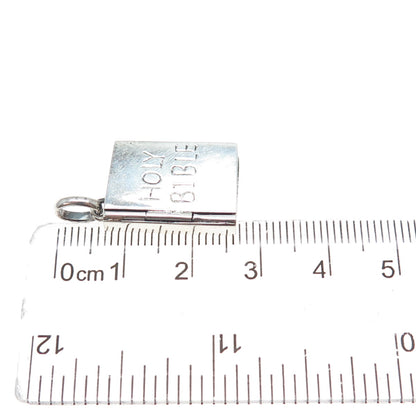 925 Sterling Silver Vintage Holy Bible Praying Box Locket Charm Pendant