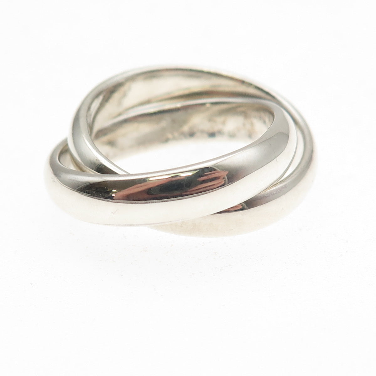 925 Sterling Silver Vintage Interlocked Trinity Band Ring Size 9.25