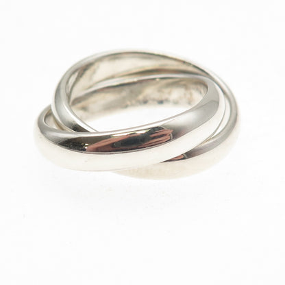 925 Sterling Silver Vintage Interlocked Trinity Band Ring Size 9.25