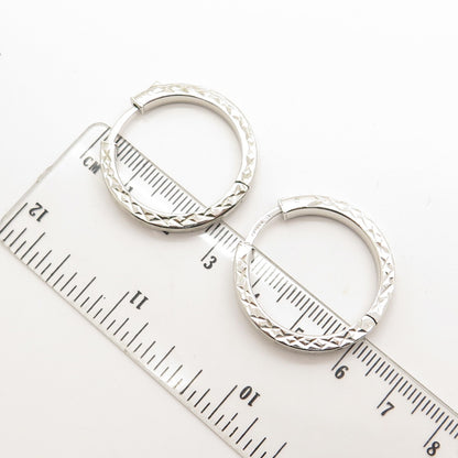 HAN 925 Sterling Silver Engraved Hoop Earrings