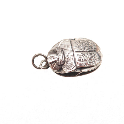 800 Silver Vintage Egyptian Scarab Oxidized Charm Pendant