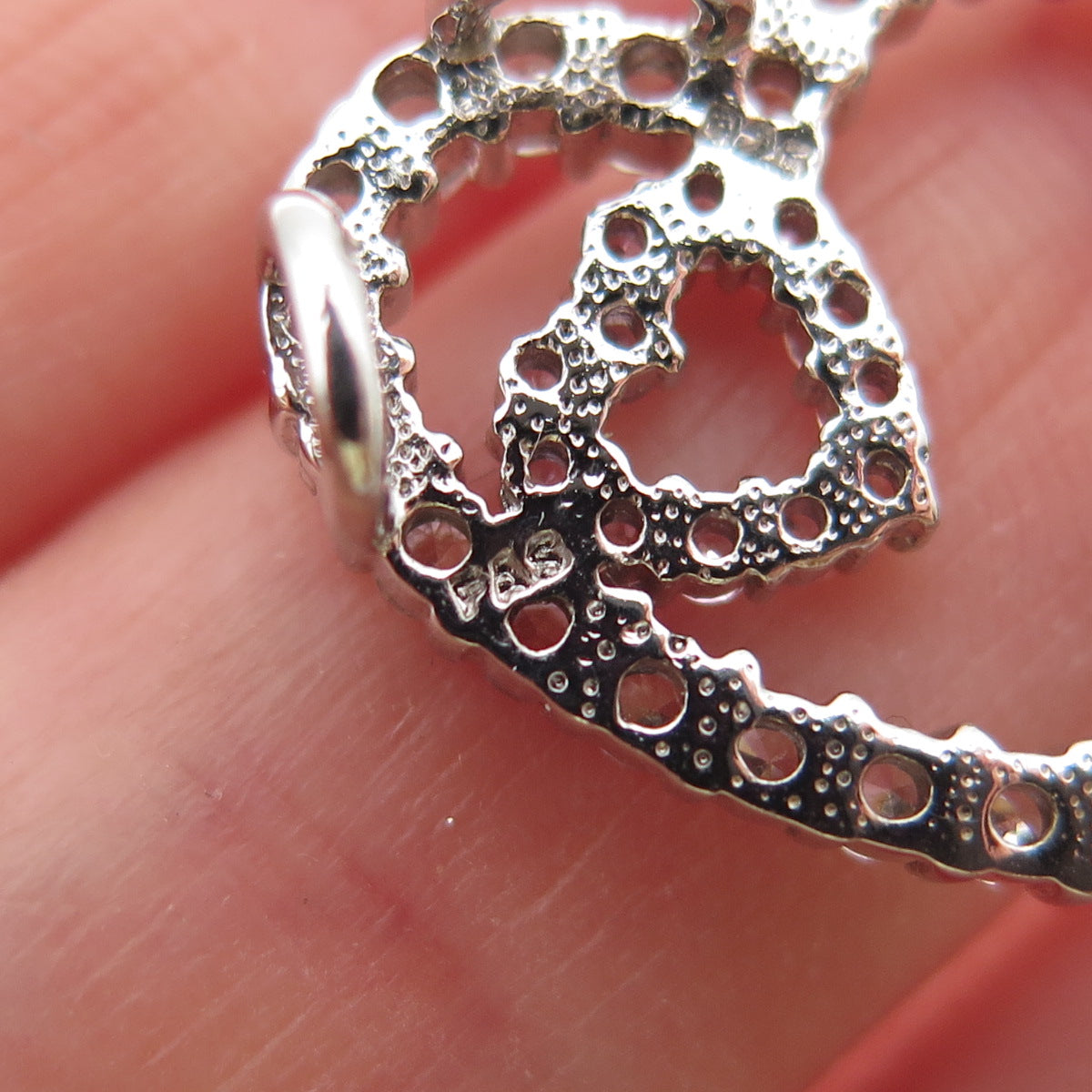 925 Sterling Silver Round-Cut White & Pink C Z Heart Mini Slide Charm Pendant