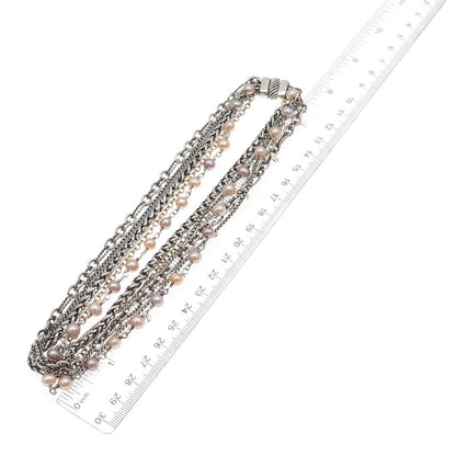 David Yurman 925 Sterling 18K Gold Vintage Real Pearl Multi-Strand Necklace 16"