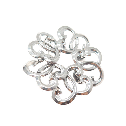 W. E. RICHARDS 925 Sterling Silver Antique Art Deco Flower Oxidized Pin Brooch