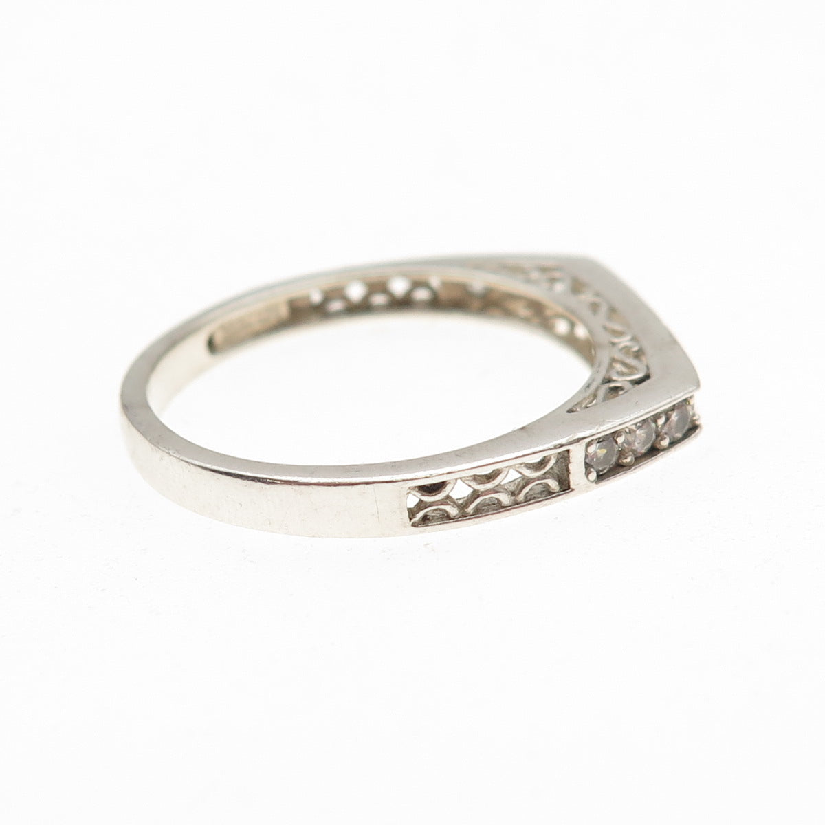 925 Sterling Silver Round-Cut C Z Stackable Ring Size 10