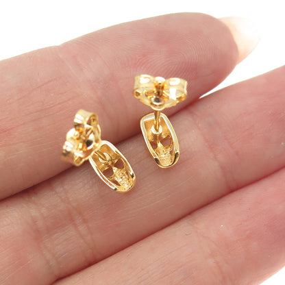 925 Sterling Silver Gold Plated Skull Stud Earrings