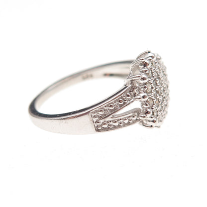 925 Sterling Silver Real Round-Cut Diamond Ring Size 6.25