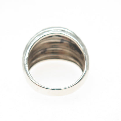 CHAPAL ZENRAY 925 Sterling Silver Vintage Diamond-Cut Dome Ring Size 10.25