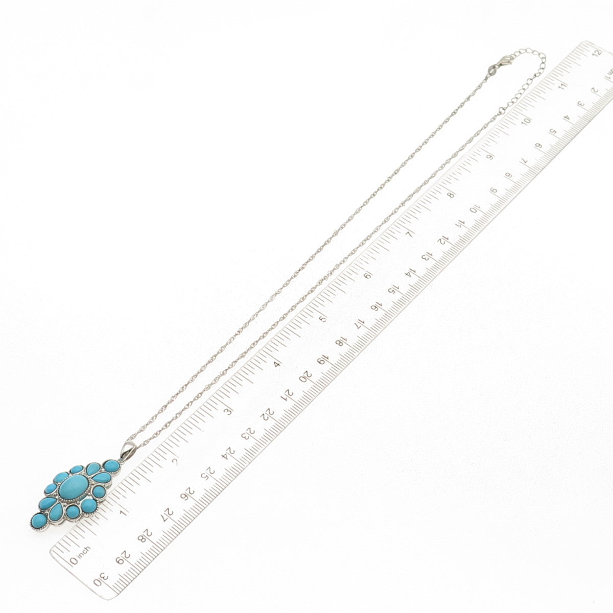925 Sterling Silver Real Tyrone Turquoise Floral Singapore Chain Necklace 18-20"