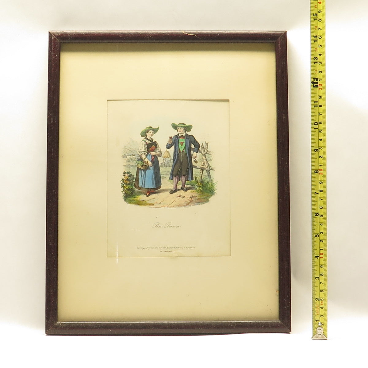 ANTIQUE End XIX Hand-Colored Lithograph Bei Bozen Tyrol C.A. Czichna