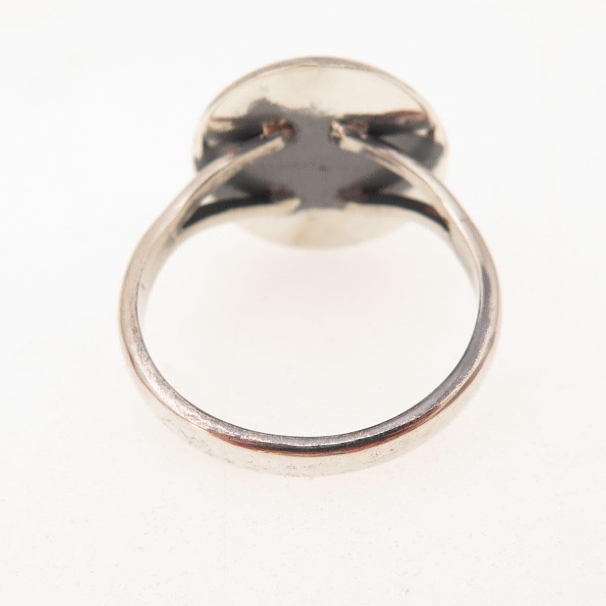 Old Pawn 925 Sterling Silver Vintage Turquoise Concho Shadow Box Ring Size 7.5