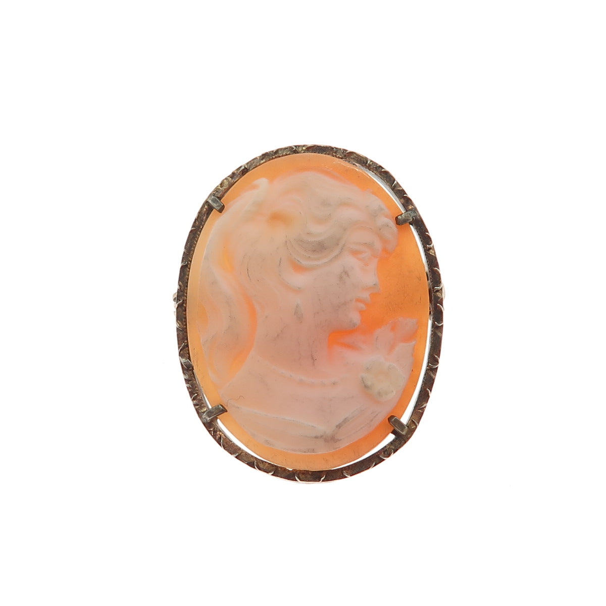 800 Silver Gold Filled Antique European Real MOP Lady Cameo Pin Brooch / Pendant