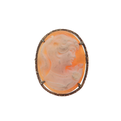 800 Silver Gold Filled Antique European Real MOP Lady Cameo Pin Brooch / Pendant