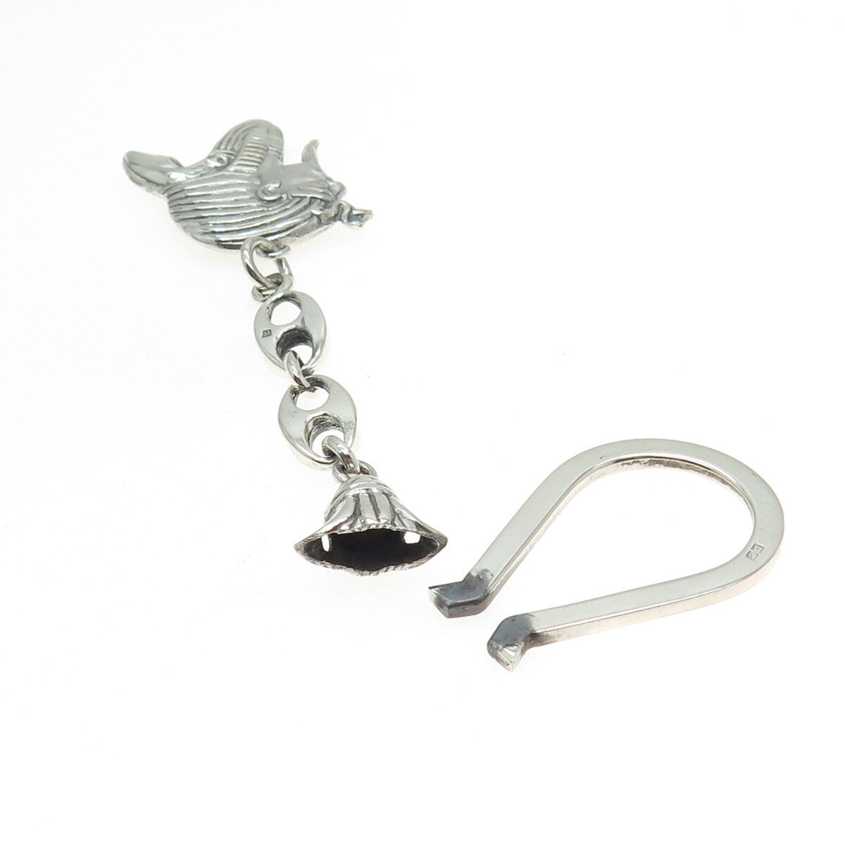 800 Silver Vintage Egypt Pharaoh Key Fob Chain Holder