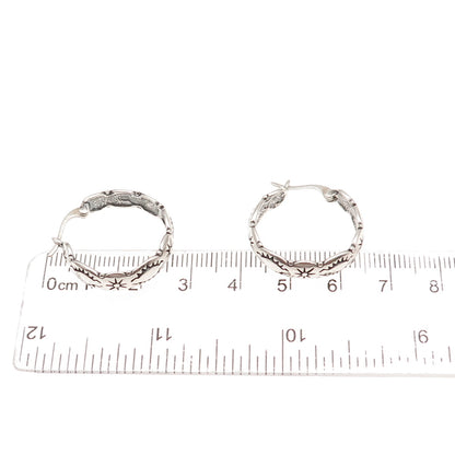 Shube 925 Sterling Silver Vintage Sun Symbol Oxidized Hoop Earrings