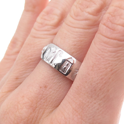 Solvar 925 Sterling Silver History of Ireland Band Ring Size 7.5