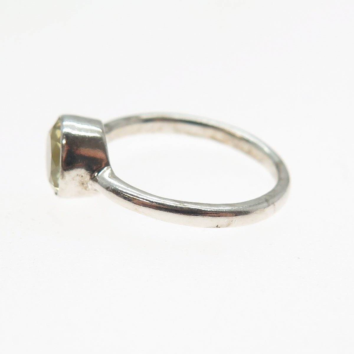 925 Sterling Silver Vintage Real Round-Cut Citrine Ring Size 6