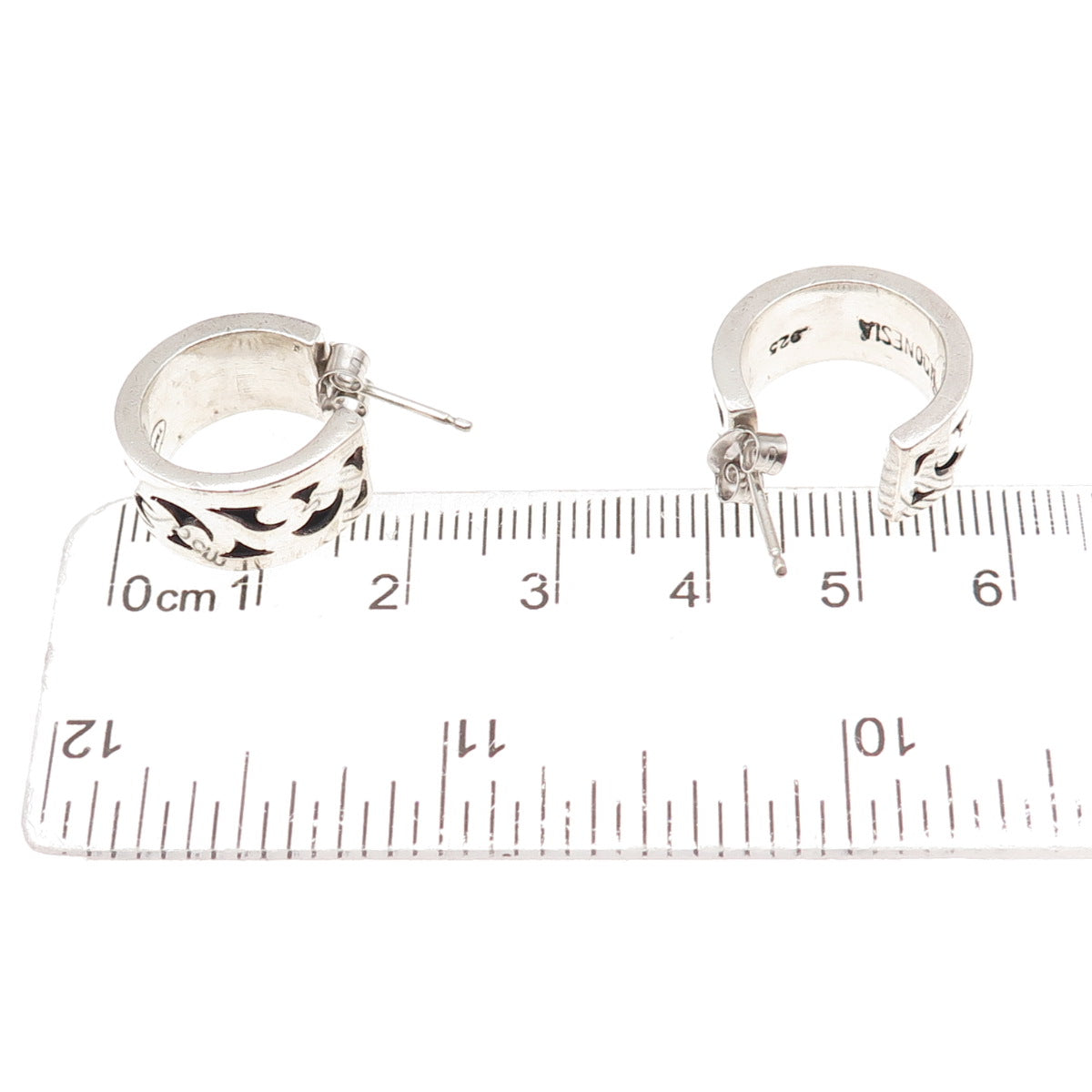 Lois Hill 925 Sterling Silver Vintage Signature Scroll Hoop Earrings