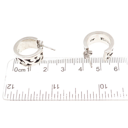 Lois Hill 925 Sterling Silver Vintage Signature Scroll Hoop Earrings