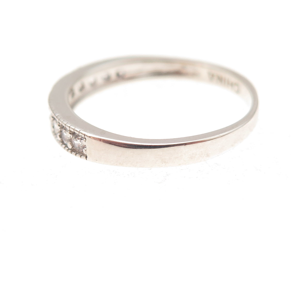 925 Sterling Silver Round-Cut C Z Half Eternity Band Ring Size 7