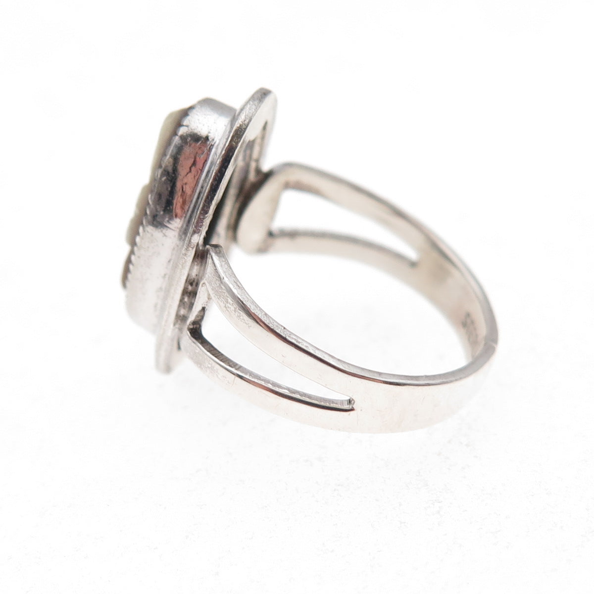 Sarah Coventry 925 Sterling Antique Art Deco Real MOP Lady Cameo Ring Size 4.25