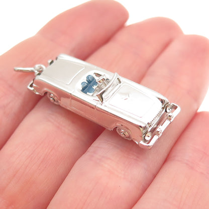 AE Art's Elegance 925 Sterling Vintage Enamel Convertible Car Movable 3D Pendant