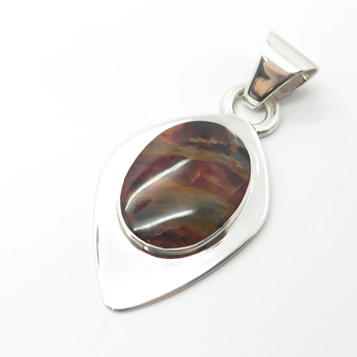 Jay King Desert Rose Sterling Silver Vintage Real Tiger Eye Modernist Pendant