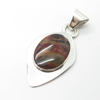Jay King Desert Rose Sterling Silver Vintage Real Tiger Eye Modernist Pendant