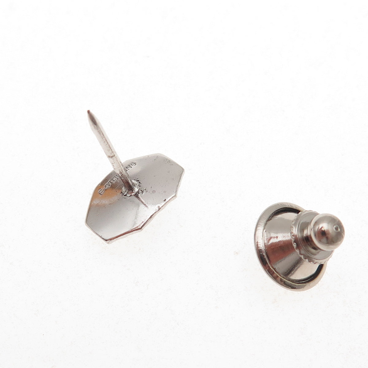 Elco 925 Sterling Silver Vintage Pink Rhinestone Tie Tack Lapel Pin