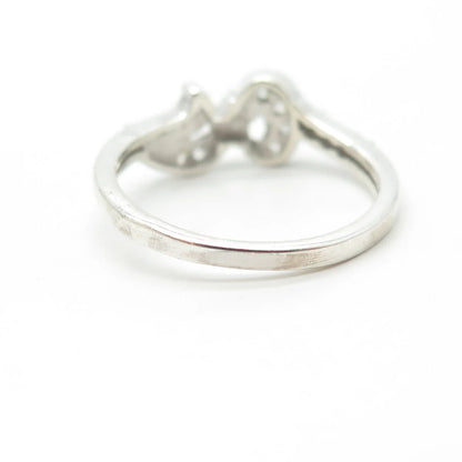 925 Sterling Silver Vintage C Z Crescent Moon & Star Ring Size 6.75