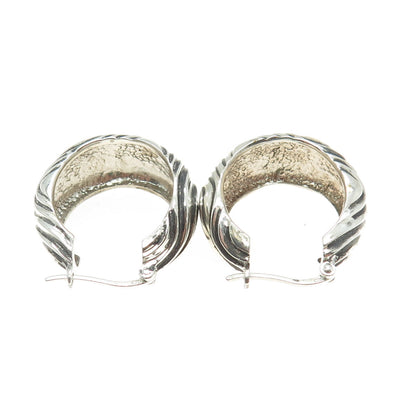 925 Sterling Silver Vintage Wavy Modernist Hoop Earrings