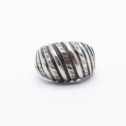 925 Sterling Silver Vintage Ribbed Ring Size 6