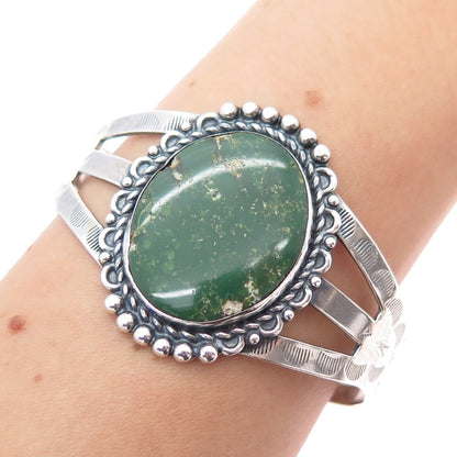 Old Pawn 925 Sterling Silver Vintage Royston Turquoise Adjustable Bracelet 6.75"