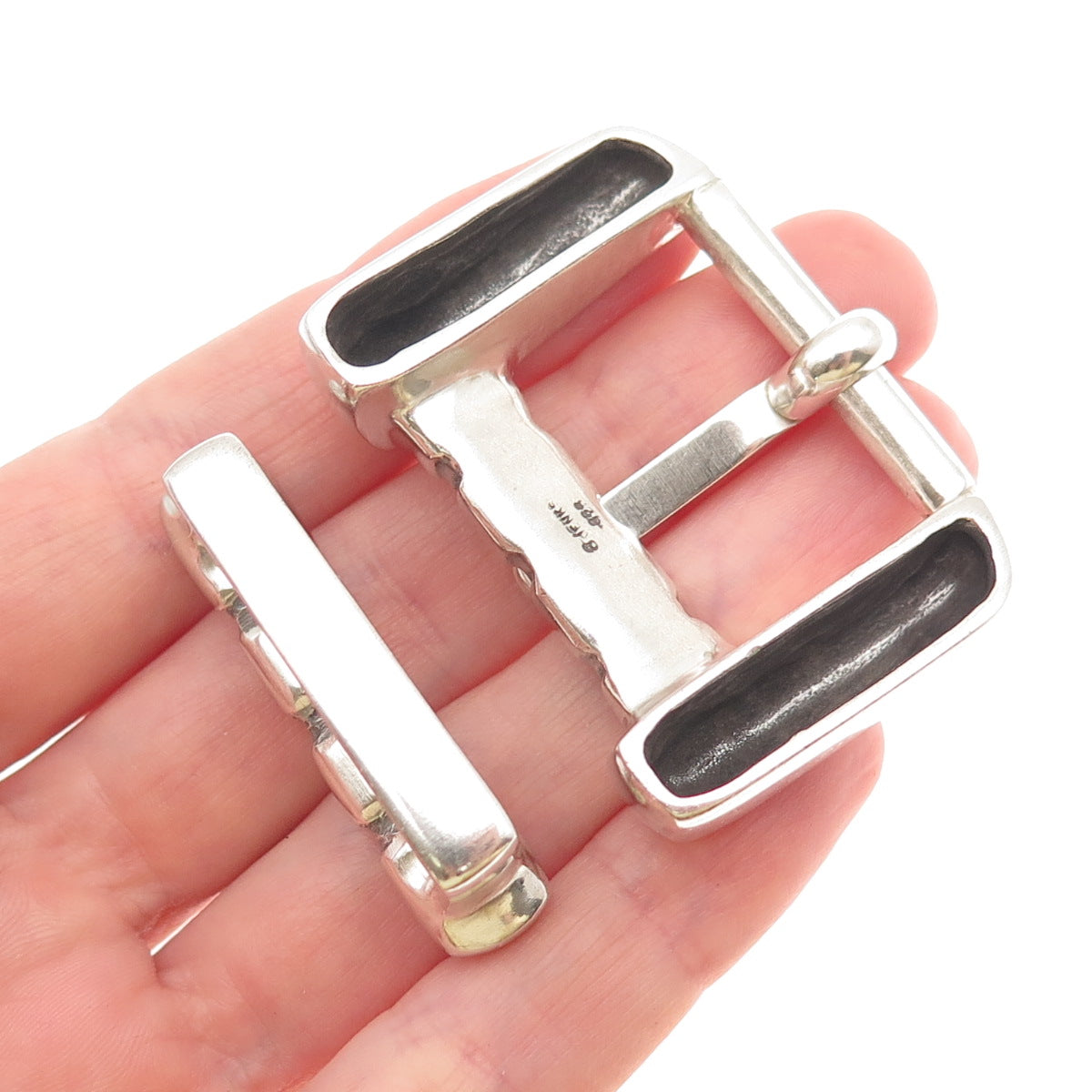 Lisa Jenks 925 Sterling Silver Vintage Modernist Belt Buckle & Loop