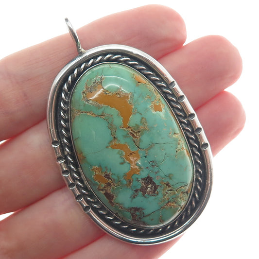 Old Pawn Sterling Silver Vintage Southwestern Royston Turquoise Tribal Pendant