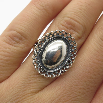 BEAU 925 Sterling Silver Antique Art Deco Filigree Adjustable Ring Size 5.75