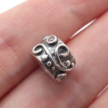 PANDORA 925 Sterling Silver Champagne C Z Tendril Clip Bead Charm