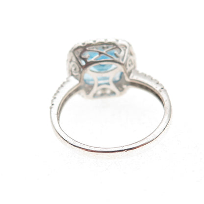 Michelle Albala Sterling Silver Vintage Real Blue & White Topaz Ring Size 6.75