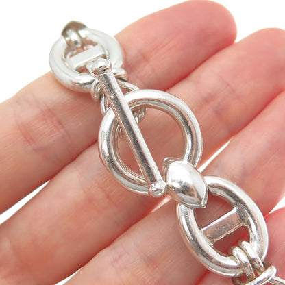 925 Sterling Silver Vintage Anchor Link Bracelet 6.75"